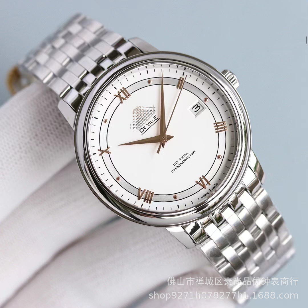 Cross-border track butterfly fly three-needle elegant gray plate blue needle steel belt belt N factory rose gold couple mechanical watch wholesale