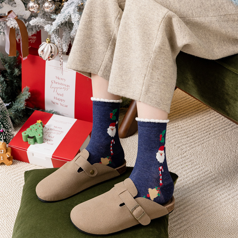 Chaussettes rouges Père Noël coréennes pour enfants, nouvelle collection automne/hiver_voghion.com