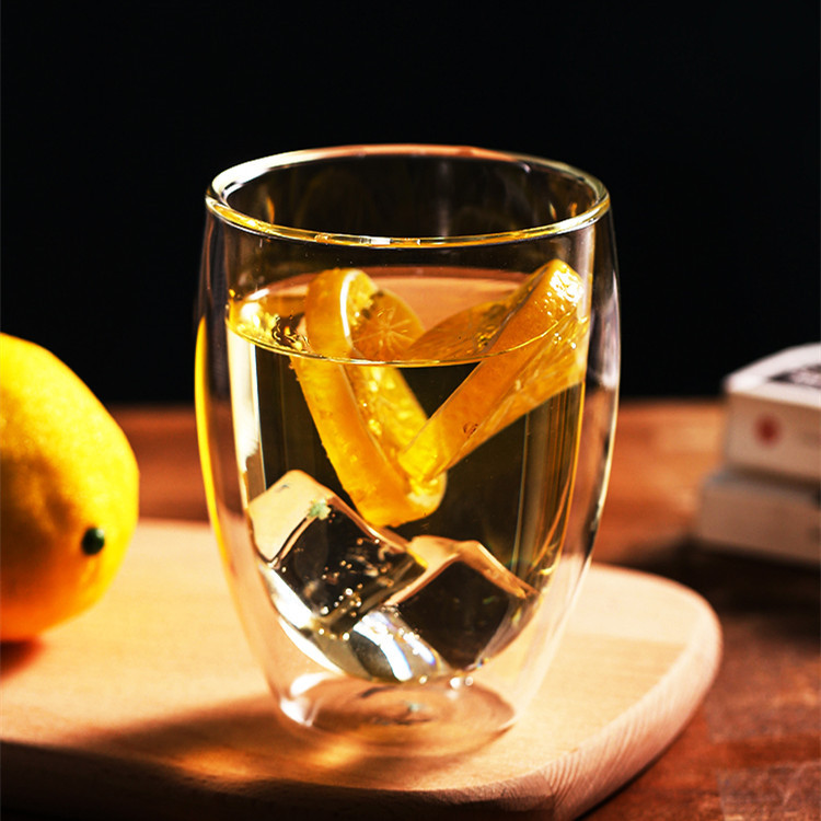 Taza de café de vidrio de borosilicato de tipo huevo de doble capa taza de té perfumada de oficina taza de jugo de vidrio transparente para el hogar