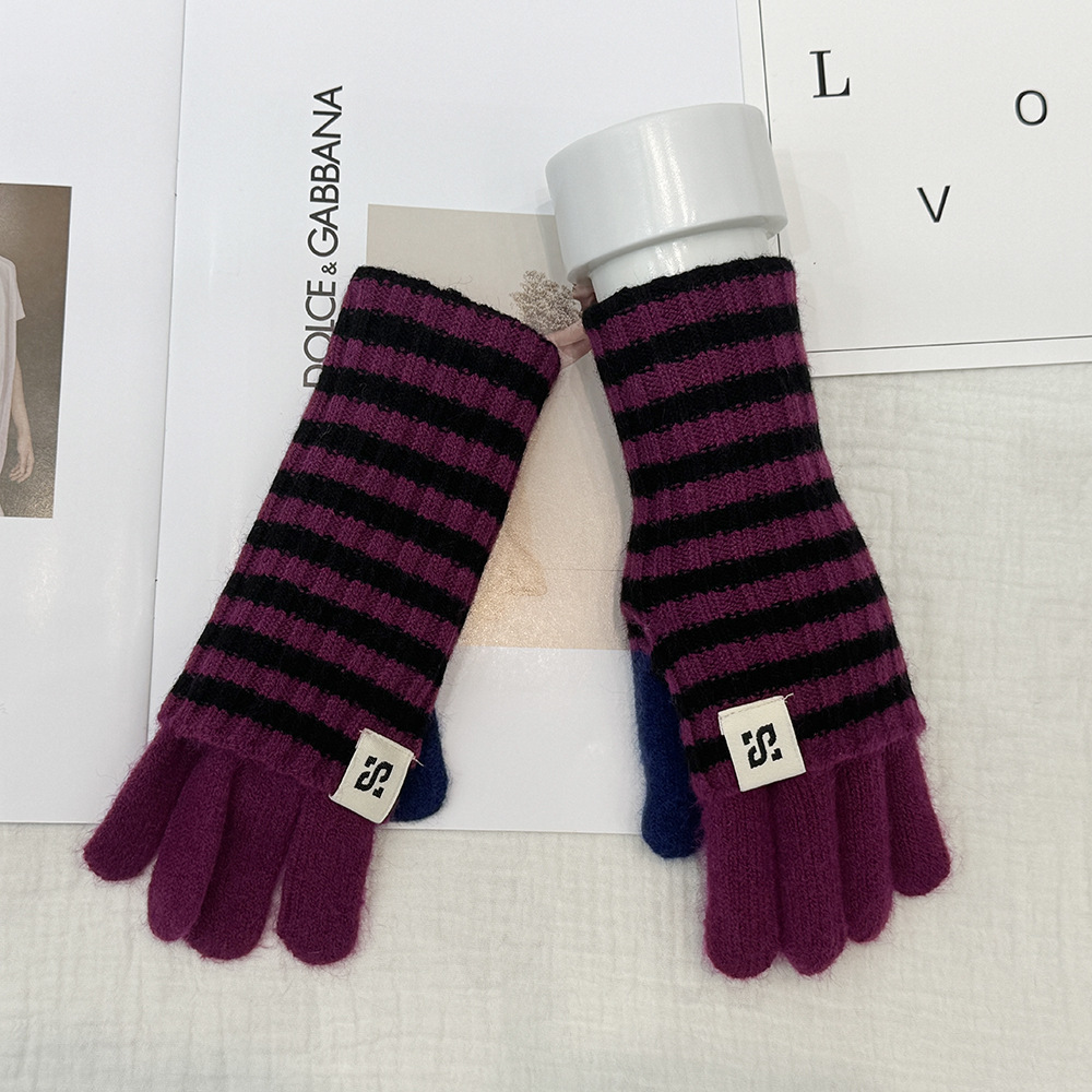 Nuevos guantes de punto de moda de pantalla táctil estriados guantes de motocicleta calientes y resistentes al frío