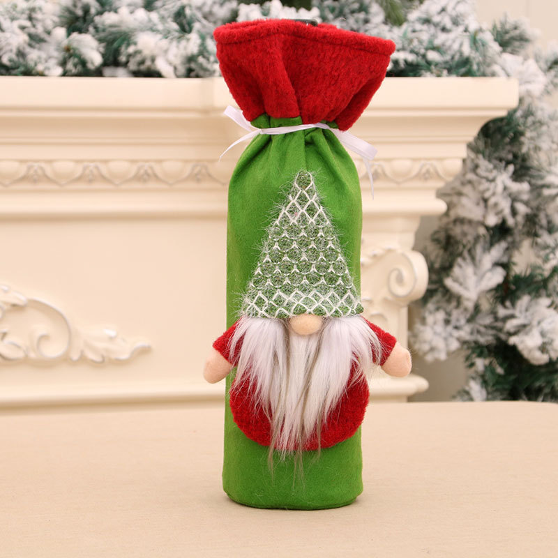 Transfronterizo nueva cubierta de vino de Navidad cubierta de la botella de vino suministros de decoración de mesa en casa bosque profundo Santa Claus