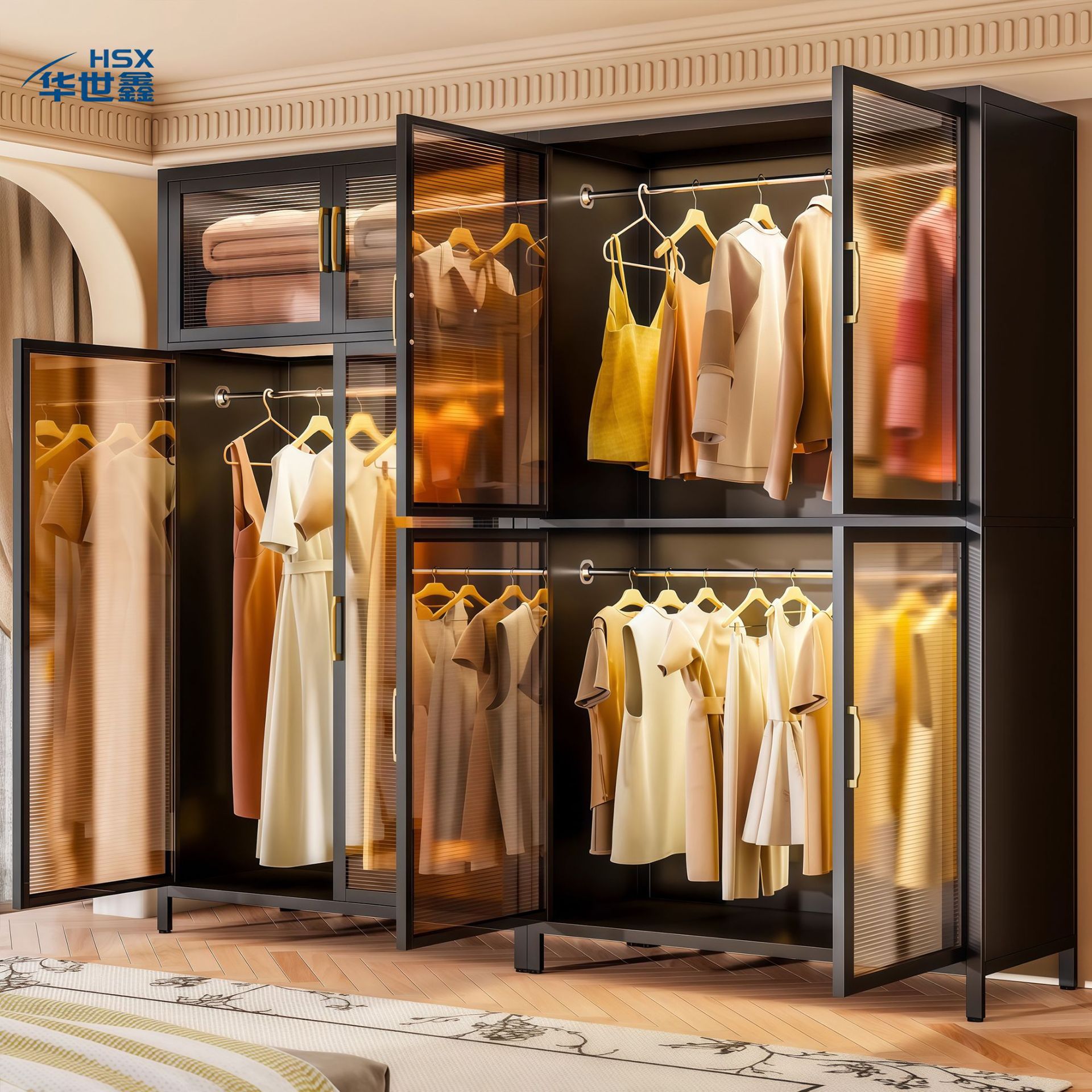 Steel Wardrobe for Home Use in Bedroom, Easy Assembly, Suitable for Rental Apartments, Children's Wardrobe, Space-Saving for Small Apartments, 2026 New Model