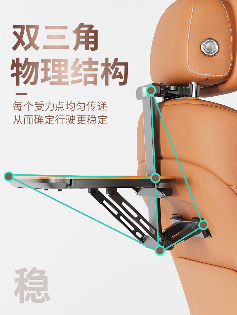 Car dining table, rear seat dining tray, adjustable and foldable table, in-car dining gadget, small table for eating in the car