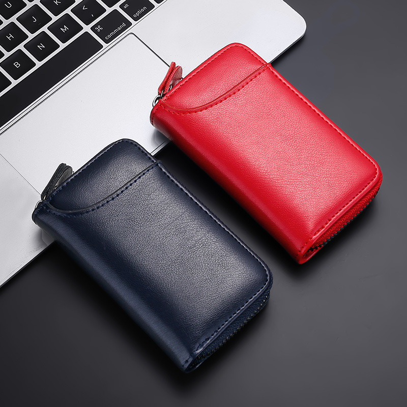 Bolso de llave bolso de la llave de los hombres de gran capacidad de cuero suave negocio hogar simple cremallera cintura colgando coche Multi-Función bolsa de la Tarjeta