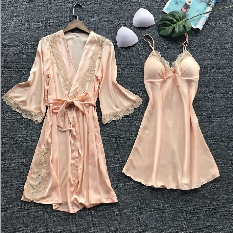 Women's Luxurious Sexy Solid Color Polyester Satin Lace Skirt Sets display picture 3