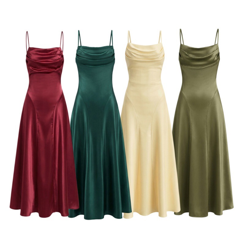 Baby-Style French Romantic Atmosphere Dress, Elegant Long Dress with Backless Tie-Up and Waist-Cinching Straps