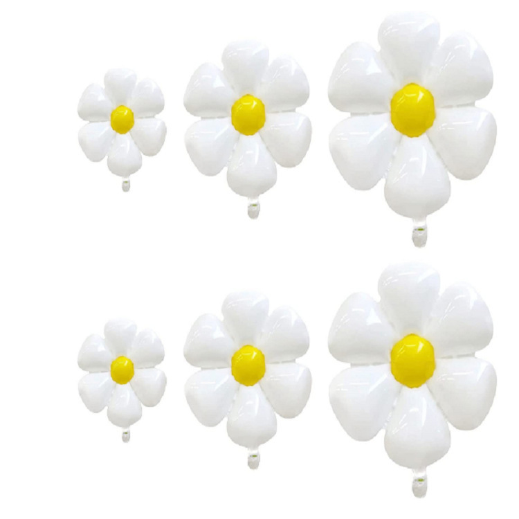 New Korean Ins Style Small Daisy Aluminum Foil Balloon Baby Birthday Photo Props White Flower Plumeria Balloon New Korean Ins Style Small Daisy Aluminum Foil Balloon Baby Birthday Photo Props White Flower Plumeria Balloon