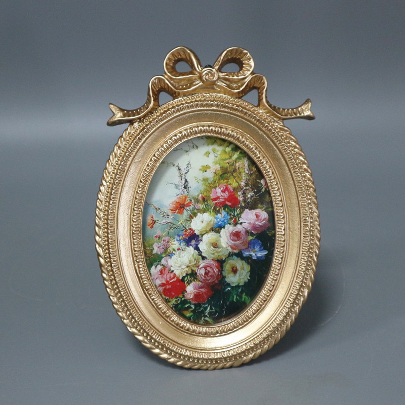 Creative Photo Studio Wedding Resin Photo Frame Wall Hanging Bow French American Background Wall Decorative Picture Frame Oval