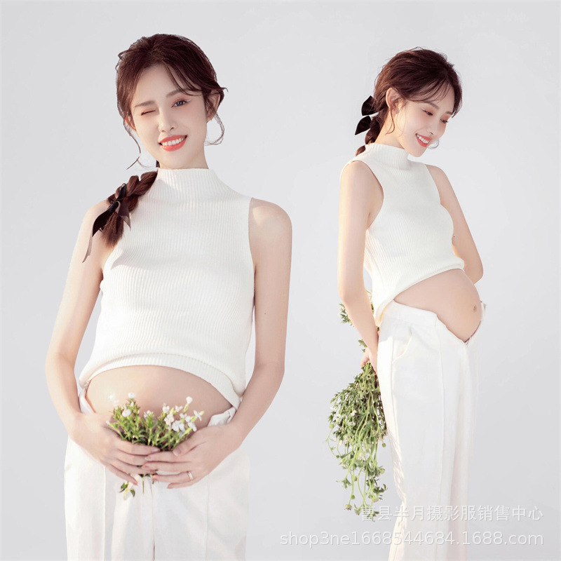 Photo studio pregnant women's photo clothing fresh pure wind cute white small fresh casual home clothes at home