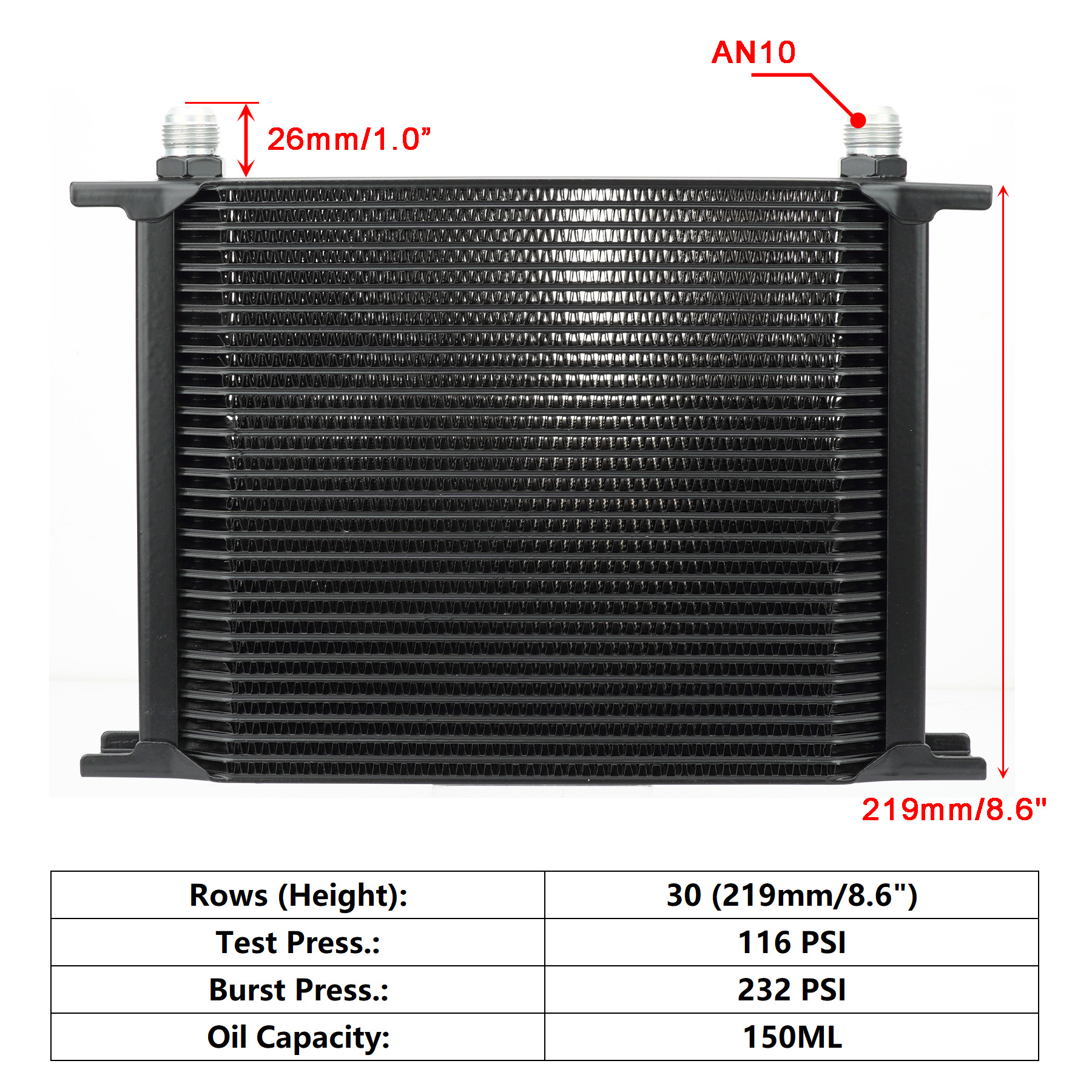An10 Universal British Oil Cooling Radiator Engine Oil Cooler 7/10/13/16/19/25/30 Rows