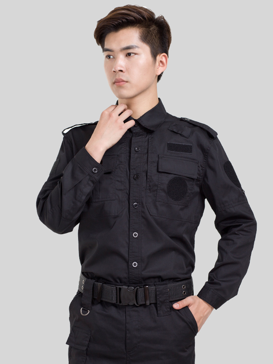 Ropa de seguridad de verano, ropa de seguridad de primavera y otoño, ropa de entrenamiento de la empresa, ropa de entrenamiento de manga larga para hombres, negro