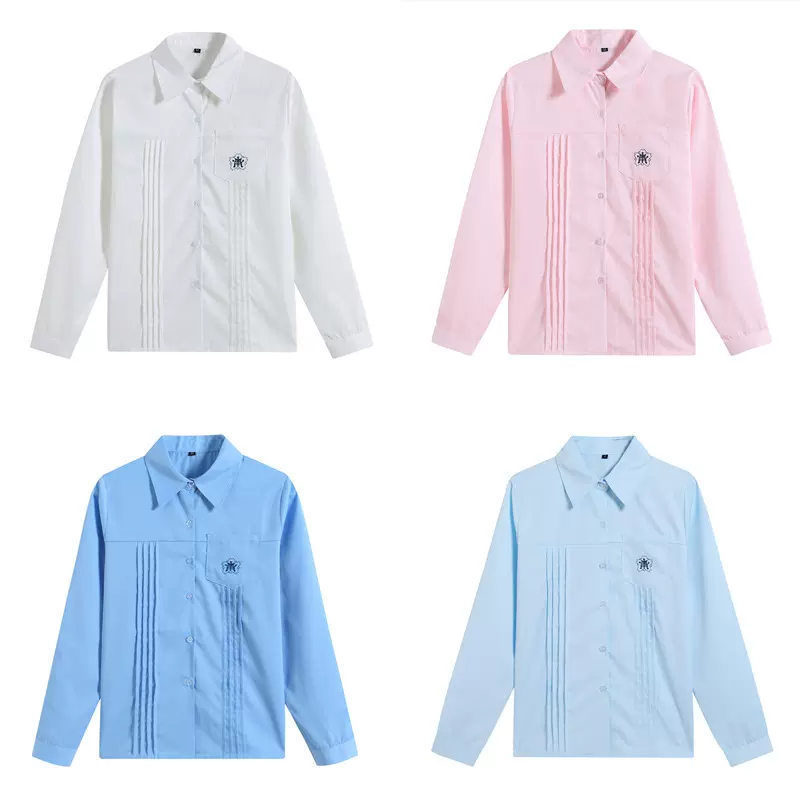 2022JK制服 春秋季长袖衬衫多色日系学院学生刺绣小&岚中白衬衫女