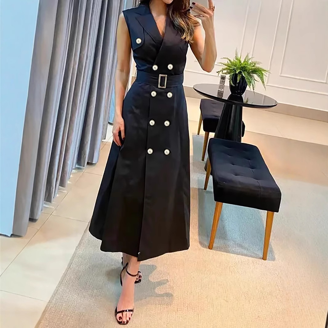 European and American Cross-border Black Summer Dress Sleeveless Party Prom Dress Night High Waist Casual Street Dress Elegant dress