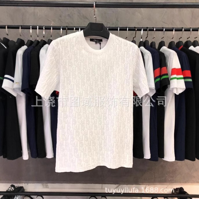 Dijia Full-Print Logo Trendy Brand Men's and Women's Sports Casual Round Neck Short-Sleeved T-Shirt Tops, One-Piece Drop Shipping, Casual and Versatile