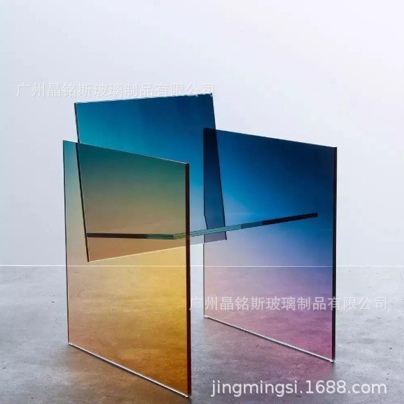 2-12MM炫彩玻璃有色玻璃原材料批发可加工幕墙隔断玻璃别墅高档