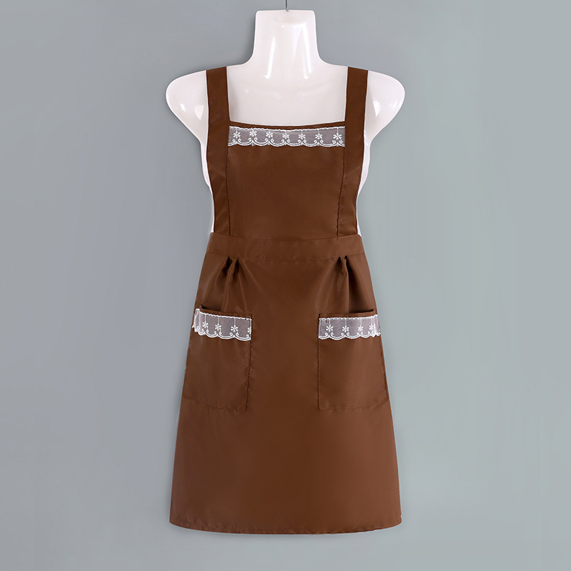 Delantal al por mayor marrón uniforme cintura hogar comercial anti-incrustante y aceite-prueba de las mujeres media princesa vestido de cintura