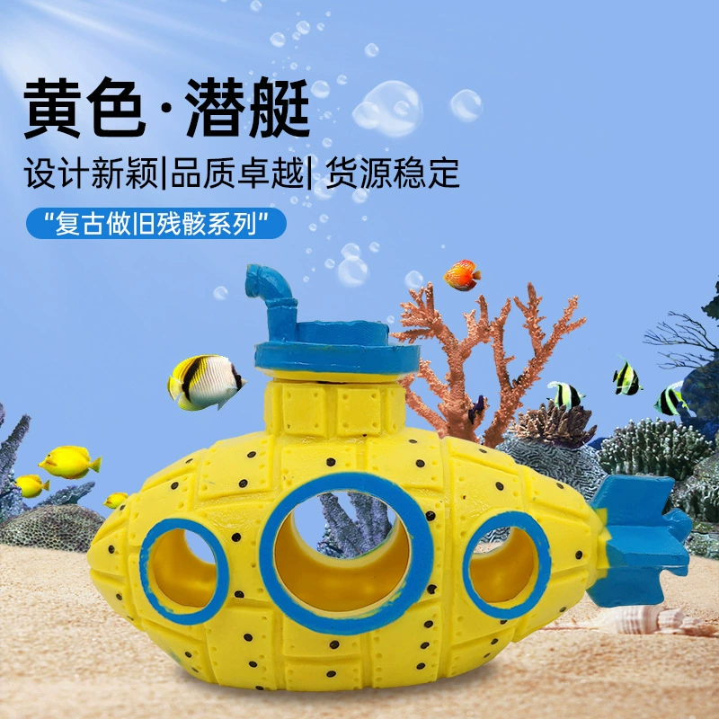 Подводный корабль, разрушенный корабль, аквариум, ландшафтный дизайн, кислородный насос, декоративные украшения, сломанный подводный корабль, укрытие для рыб и креветок, пещера