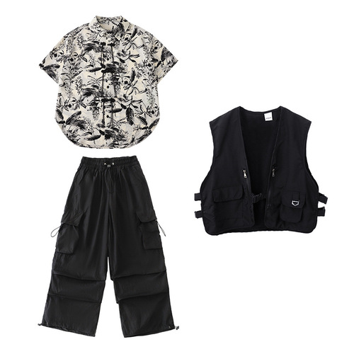 Girls' Jazz Dance Costume Cool Japanese Street Dance Performance Suit Set Children's Hip-Hop Hiphop Fashion Show Stage Trend