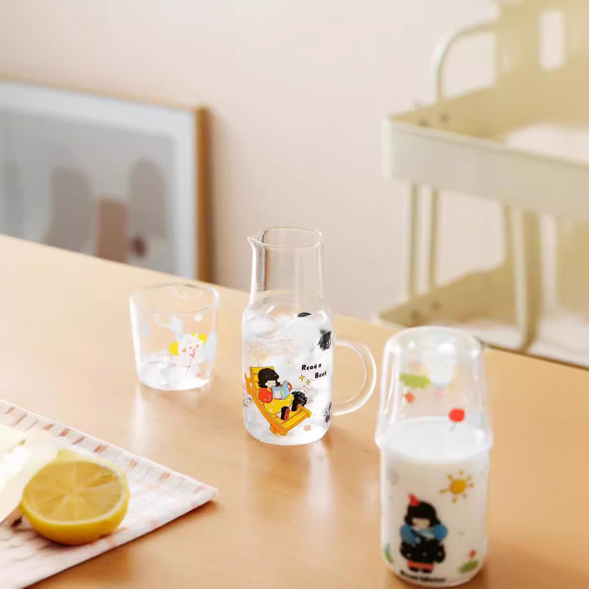 Personalidad creativa de vidrio de agua bebida taza de leche de dibujos animados de niña taza de silicona alta taza de marca acompañante regalo alto valor facial