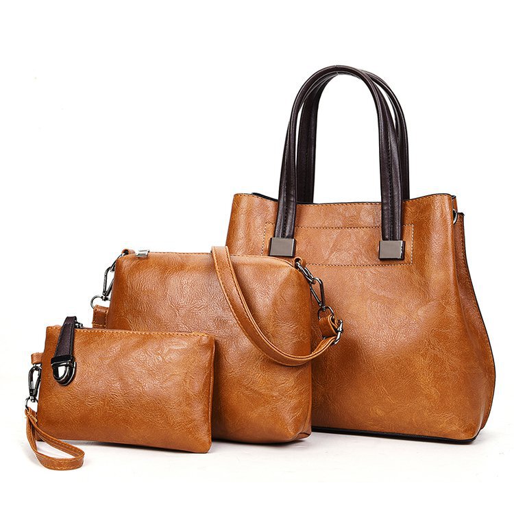 Women's Bag 2021 New European and American Retro Bag Three-piece Fashionable All-match Handbag Shoulder Crossbody Bag Women's Bag 2021 New European and American Retro Bag Three-piece Fashionable All-match Handbag Shoulder Crossbody Bag