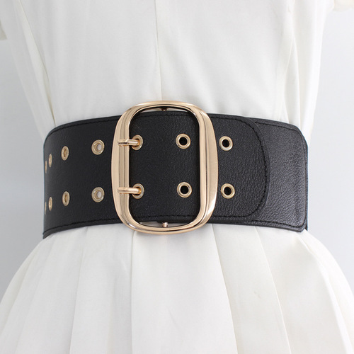 Elastic waistband for women's skirt decoration wide belt European and American retro fashion coat waist elastic girdle three options available