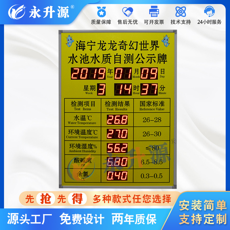 ��Ӿ��LED����ˮ�ʼ�⹫ʾ��PHֵ����ORPˮ�����ݲɼ������ʾ��