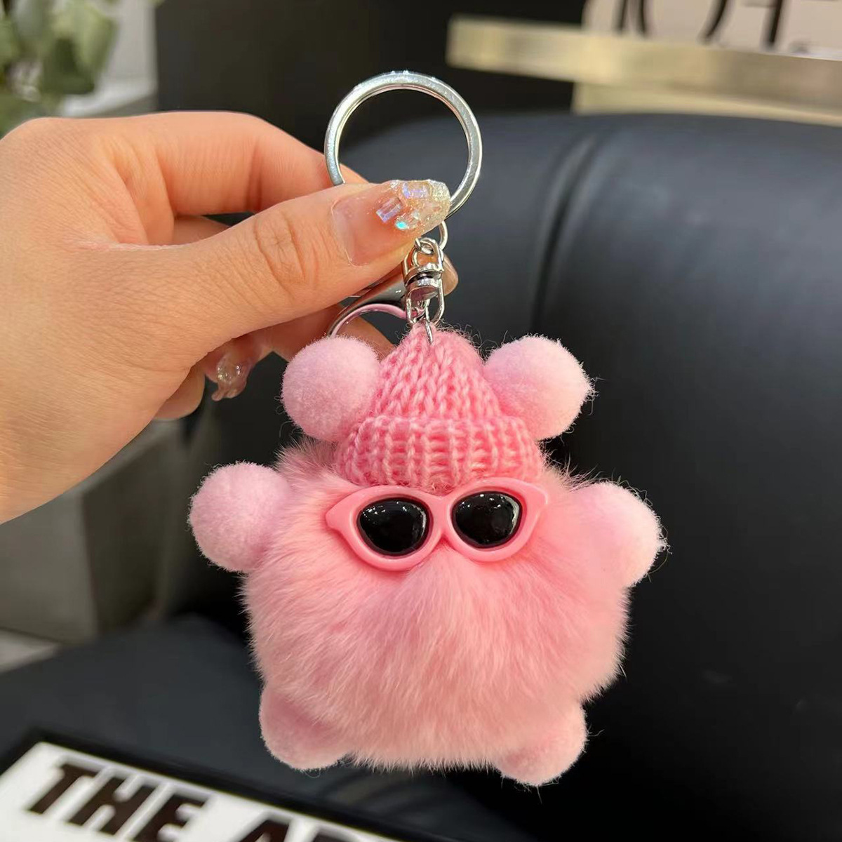 Cute Rex Rabbit Fur Keychain Coal Ball Bag Charm Backpack Pendant_voghion.com