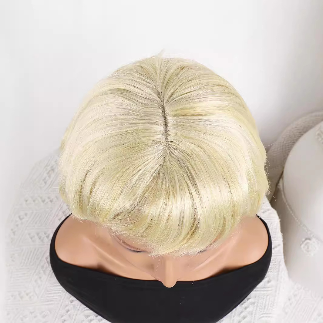 Cabeza de bob de fibra química al por mayor peluca de pelo de estudiante mecanismo de peluca cubierta de cabeza
