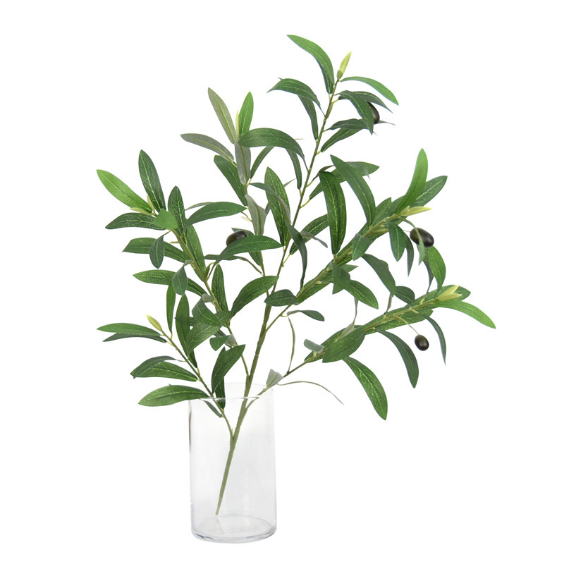 Artificial Olive Leaves DIY 6-Head Olive Branch with Fruit, Artificial Green Plant, Fake Flower, Living Room Flower Arrangement Decoration, Olive Tree