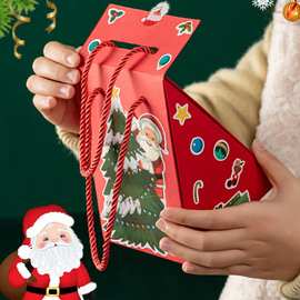 新款圣诞礼盒苹果包装盒空盒平安夜三角形包装盒圣诞苹果手提袋