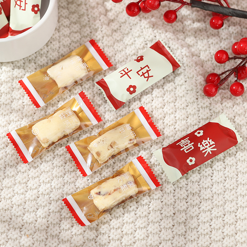 Nueva bolsa de envasado de turrón para hornear espesado máquina de dulces bolsa de sellado transparente de papel de caramelo toffee bolsa de embalaje al por mayor