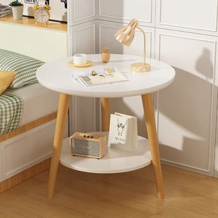 Bedside Table Small Round Table Side Table Corner Table Solid Wood Table Legs Small Coffee Table Household Bedside Mini Bedroom Small Table