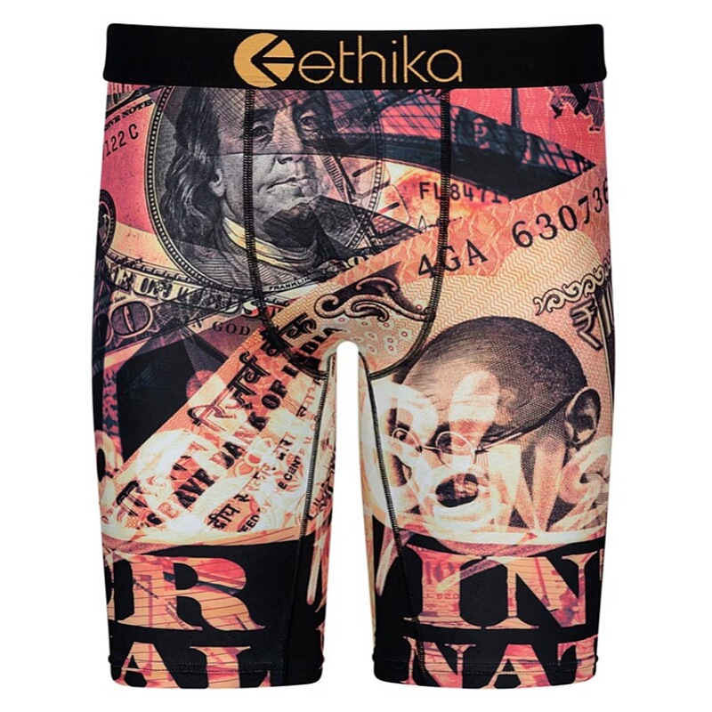 Ethika Men's Ice Silk Underwear Seamless Ultra-Thin Nude-Feel Printed Boxer Briefs Quick-Drying Breathable Sports Shorts Summer
