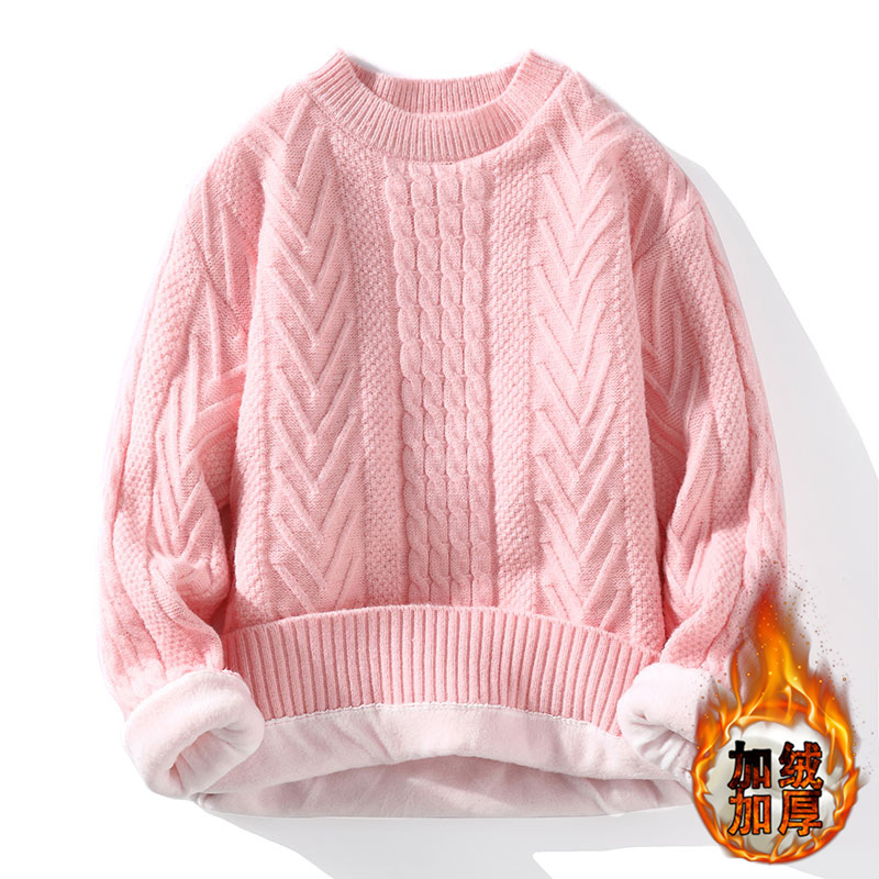 包郵便高品質セーター男性秋冬新型ベルベット保温ニット青年シンプル2023