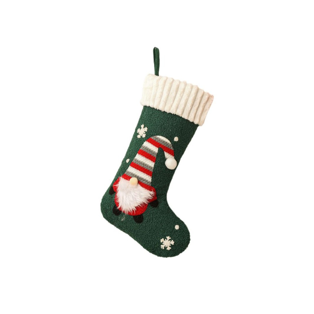 Calcetines de caramelo con decoración navideña transfronteriza, calcetines navideños bordados de Rudolph, calcetines de regalo para niños, bolsas de regalo, colgantes para ventanas