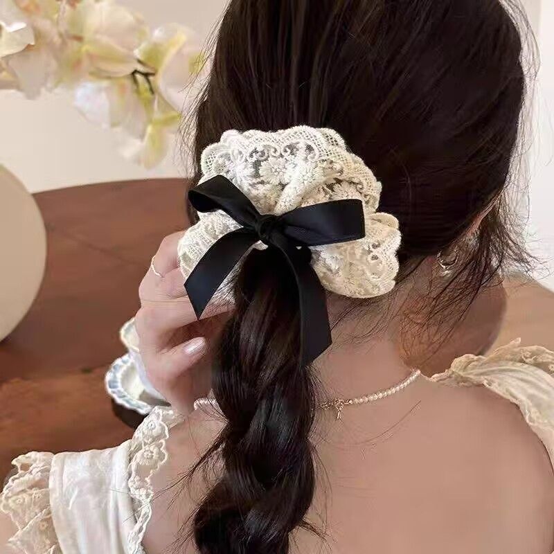 妖精のような気質〜レースのヘアゴム、蝶結び、花、サイド編み込み、カチューシャ、ローポニーテールヘアアクセサリー|undefined