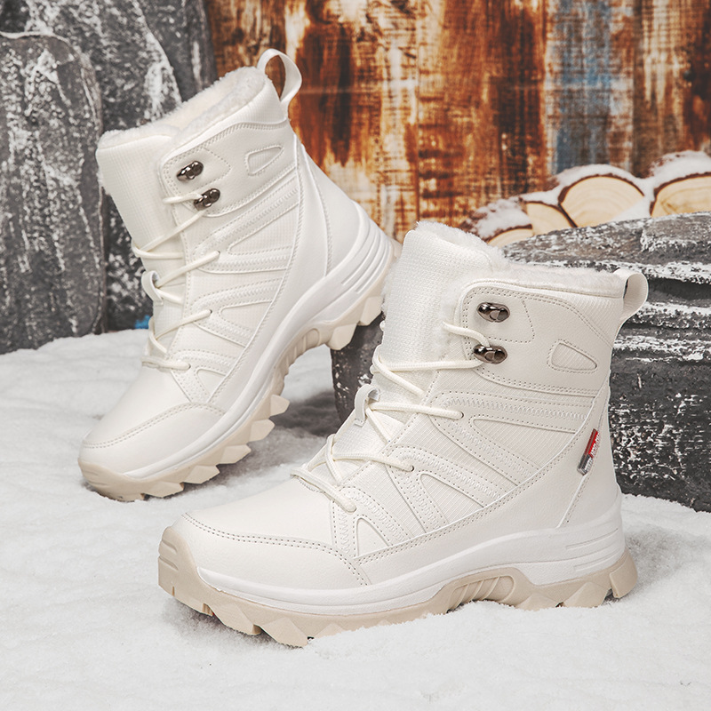 Botas de nieve al aire libre transfronterizas, zapatos de algodón impermeables y antideslizantes de invierno para mujeres con suela gruesa y terciopelo grueso para calentar el noreste de algodón bajo cero