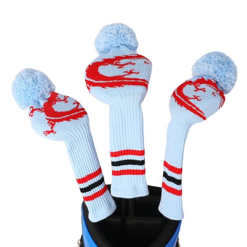 Directo de fábrica de pelo transfronterizo e-commerce Amazon golf suministros de madera de polo cubierta de la cabeza de Rod de lana cubierta de sombrero de tejer dragón