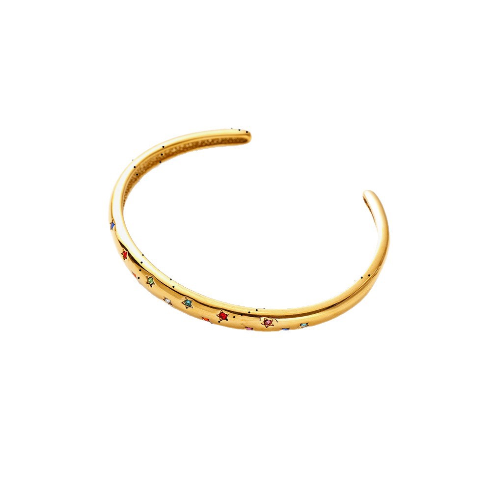 Alta Europa y los Estados Unidos de acero inoxidable diamante brazalete estrella de alto nivel nicho de acero titanio imitación de anillo de perla joyería