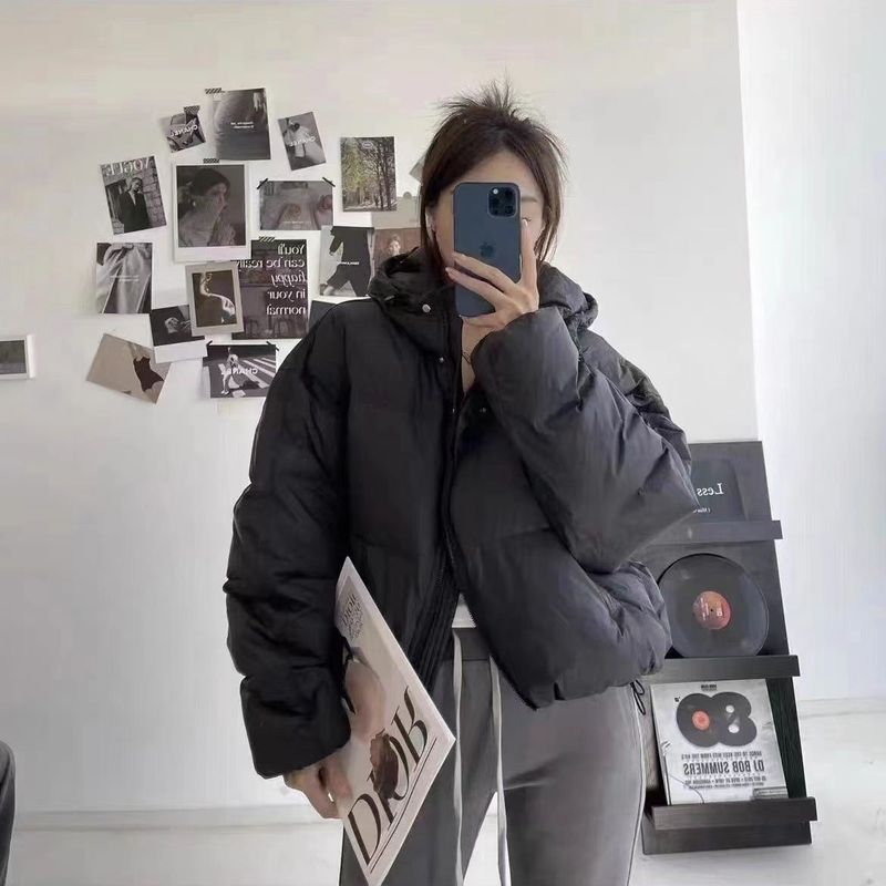 羽绒服女2025年冬季新款韩版小个子连帽加厚面包服短款肯豆风外套|undefined