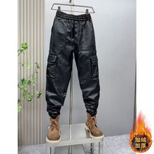 冬季男士皮裤加绒加厚防风摩托车外卖骑行裤防水机车保暖皮裤子潮