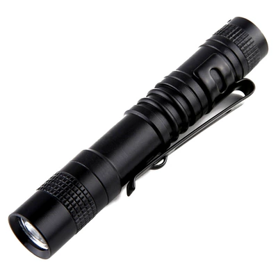 Cross-border aluminum alloy penlight, AAA battery-powered tactical pocket light, mini portable household LED flashlight (UV fənərlər) - short-style