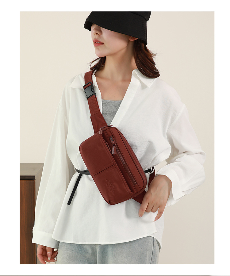 Colorful Fox sports running waist bag, women's fashionable small crossbody bag, lightweight mobile phone nylon bag, new chest bag undefined