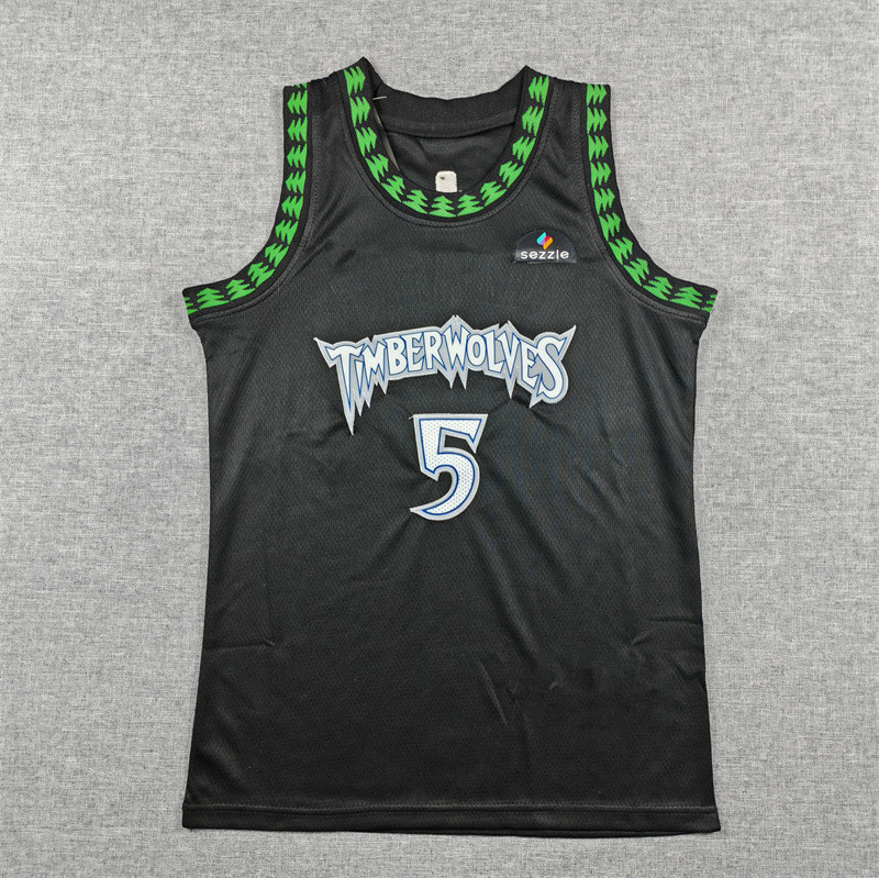Children's Jersey Kidsren's Clothing 2026 Timberwolves 5 Classic Black Edwards Basketball Uniform Embroidered Quick-Drying Vest
