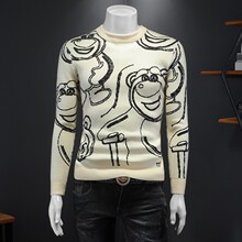 欧洲站2025年秋冬季新款圆领印花毛衣 钱塘6011 205 P110 假模