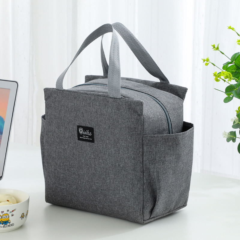 Bolsa de almuerzo portátil transfronteriza de doble bolsillo, bolsa de almuerzo aislante de aluminio de gran capacidad, bolsa de almuerzo al por mayor.