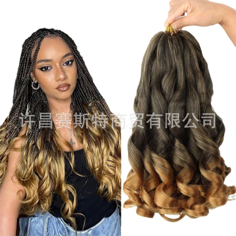 Foreign Trade Cross-Border Large Volume Crochet Wig Foreign Trade Chemical Fiber Large Wavy Curly Hair Loosewavecrochet Hair
