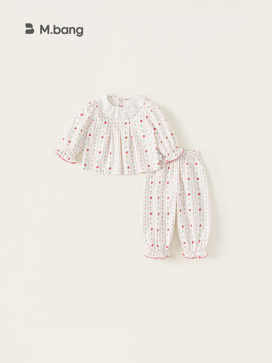 Yubao ropa infantil niñas ropa de casa primavera nuevo niño camisa de muñeca de encaje pijamas de primavera