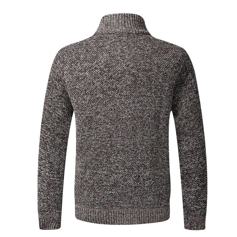 Herbst Und Winter Plus Fleece Verdickt Große Größe männer Pullover Stehkragen Strickjacke Hemd Schlank Mantel Männer_voghion.com