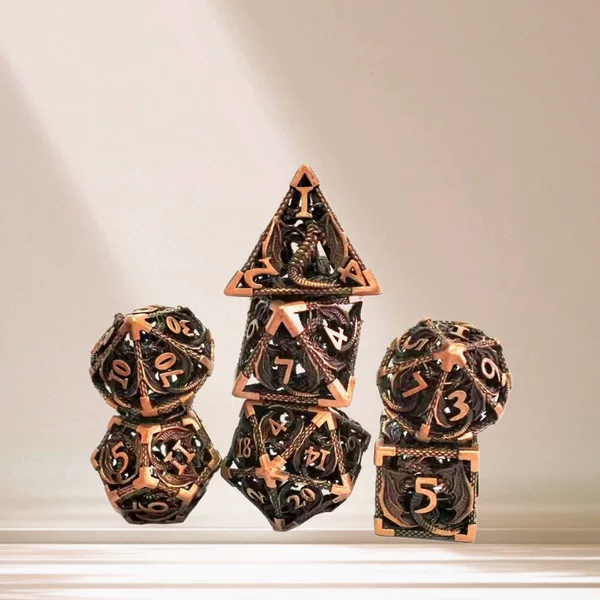 Csuru metal hollow dragon dice DND dungeons and dragons running group table game multi-faceted digital dice wholesale 7 pieces